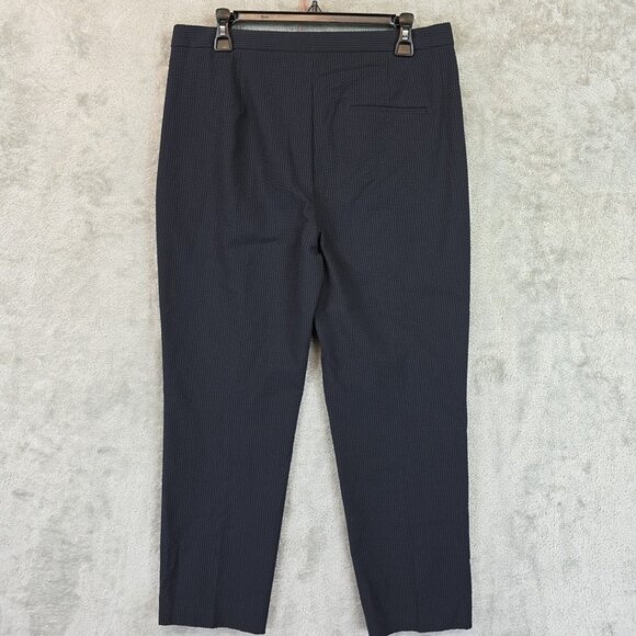 Theory Suit Pants Women's Size 10 Navy Seersucker High Waist Slim Crop Stretch - Picture 2 of 16